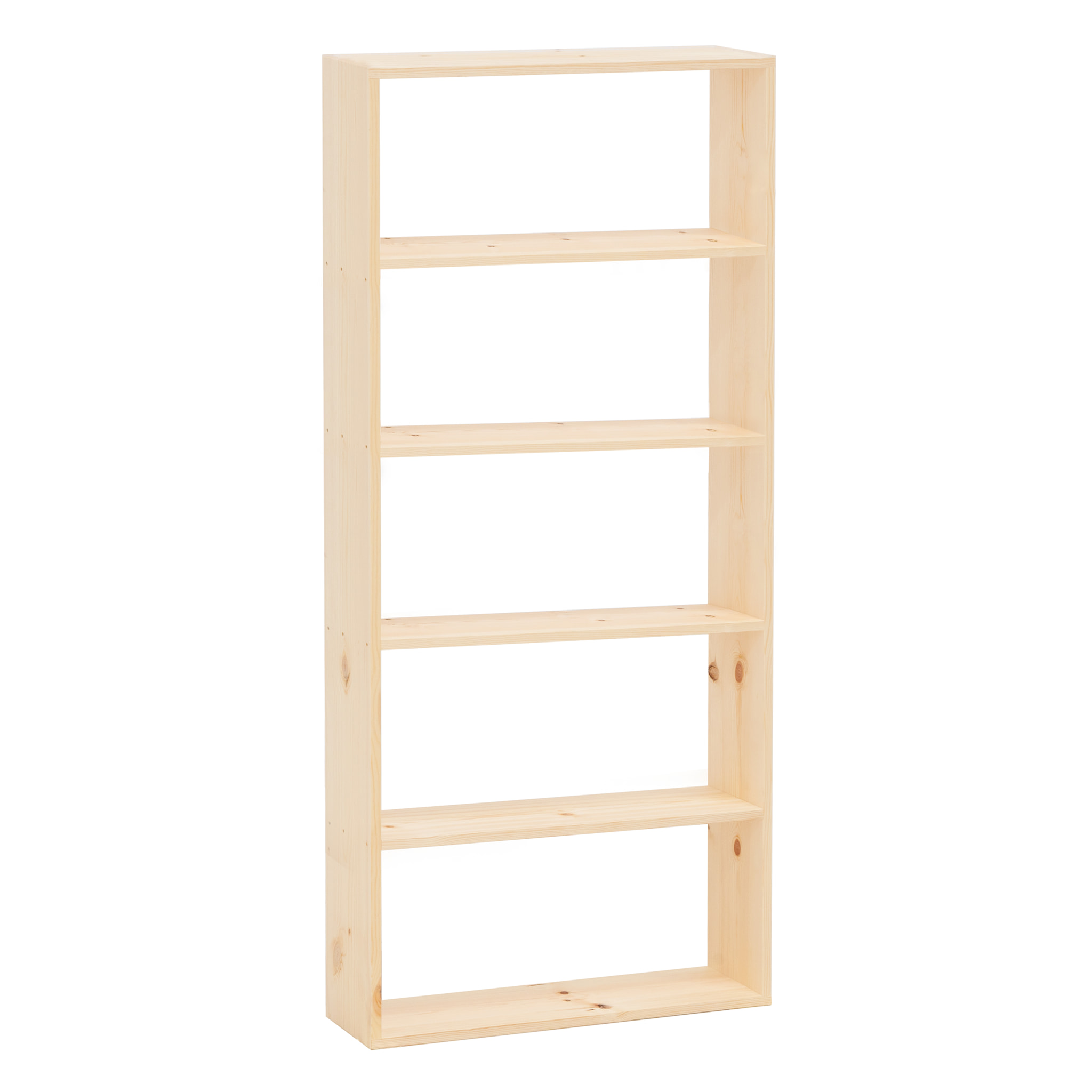 Estantería de madera maciza tono natural con 4 estantes Alto: 182 Largo: 80 Ancho: 20