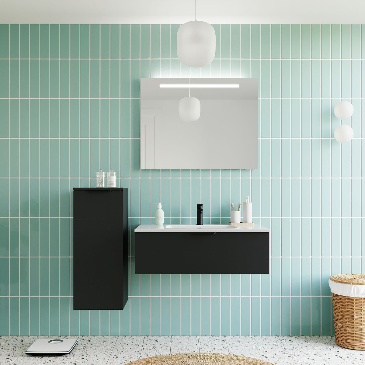 Meuble salle de bain vasque intégrée 1 tiroir - SOHO