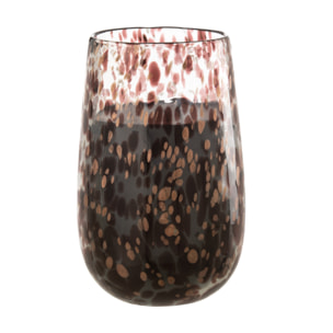 J-Line bougie parfumée Mia - Leather & Leaves - verre - noir/mix - large - 230H