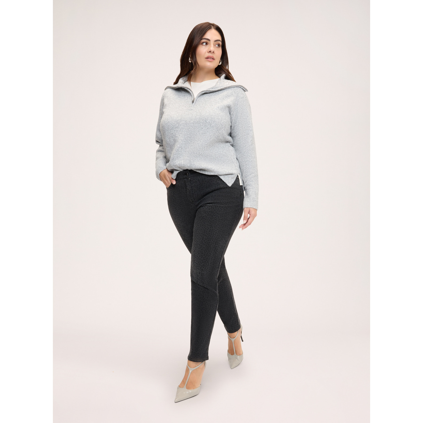 Fiorella Rubino - Jeans skinny con stampa animalier - Nero