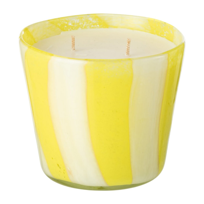 J-Line bougie parfumée Noa Lignes - Yashioka Gardenia - verre -jaune - small - 50H