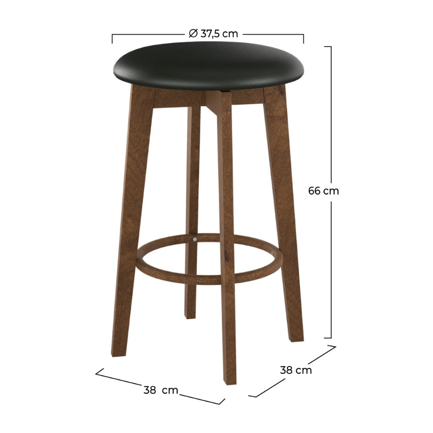 Tabouret de bar Vahina noir et bois foncé 66 cm (lot de 2)