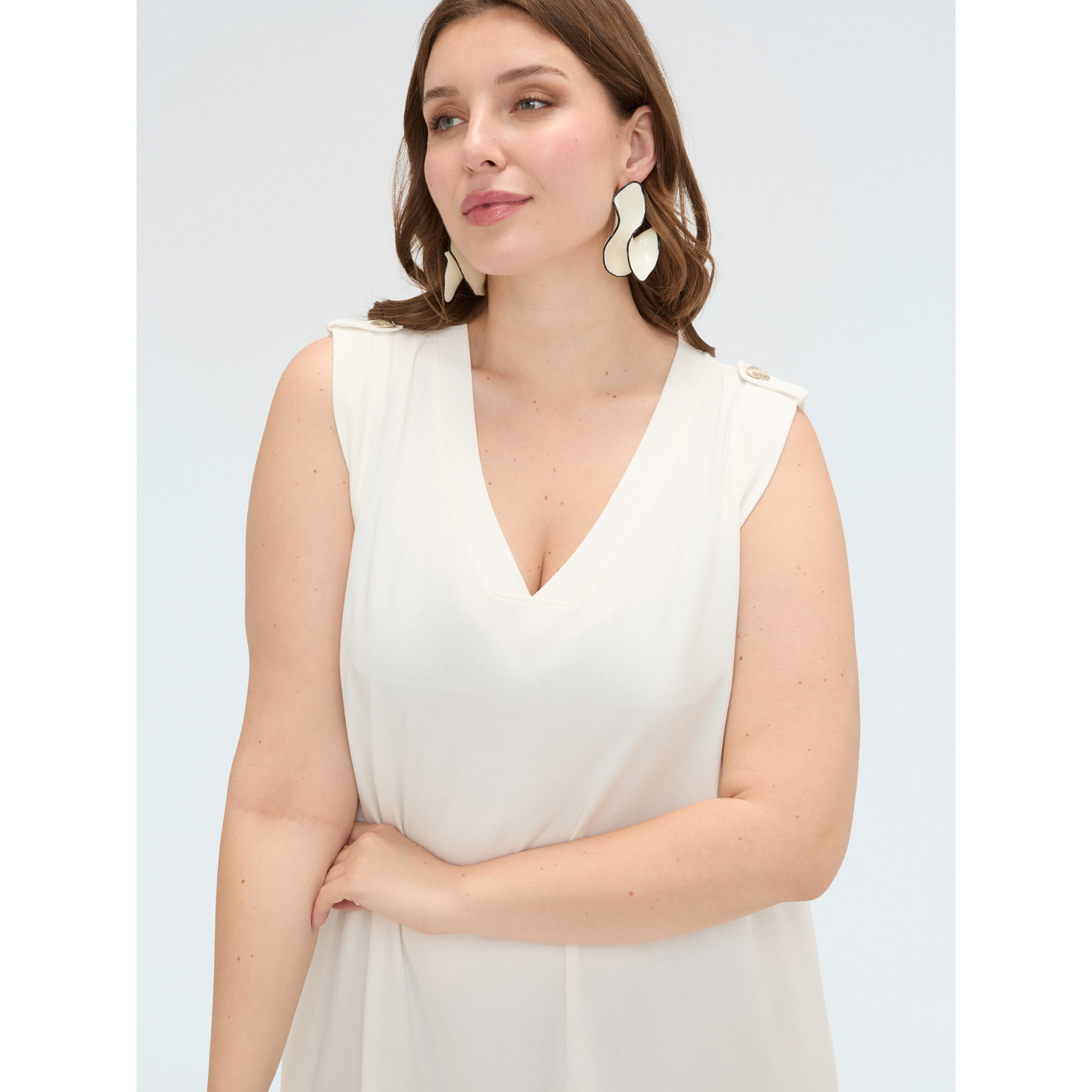 Fiorella Rubino - Vestito lungo con scollo a V - Bianco