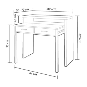 Mesa de escritorio extensible Bureau Blanco Artik (Blanco Mate) - Gris Cemento