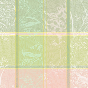 Serviette pur coton motif jacquard rose vert Mille printemps eclosion