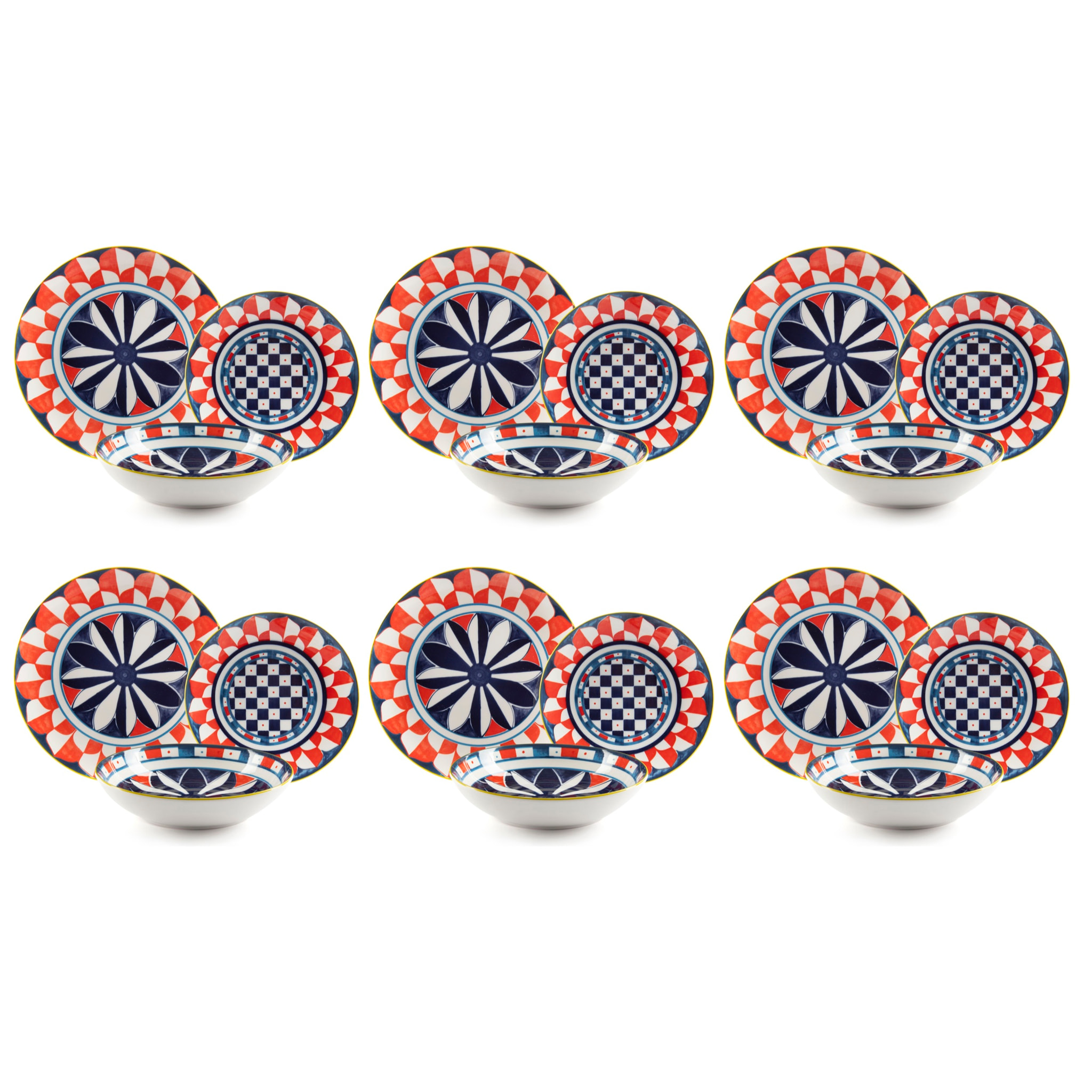 Service de table 18 pièces Excelsa – Sciacca, Porcelaine Multicolore