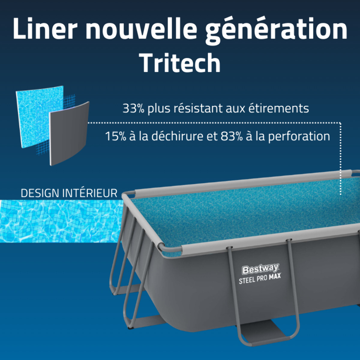 Bestway Piscine hors sol tubulaire rectangulaire Bestway Steel Pro Max 282 x 196 x 84 cm gris clair