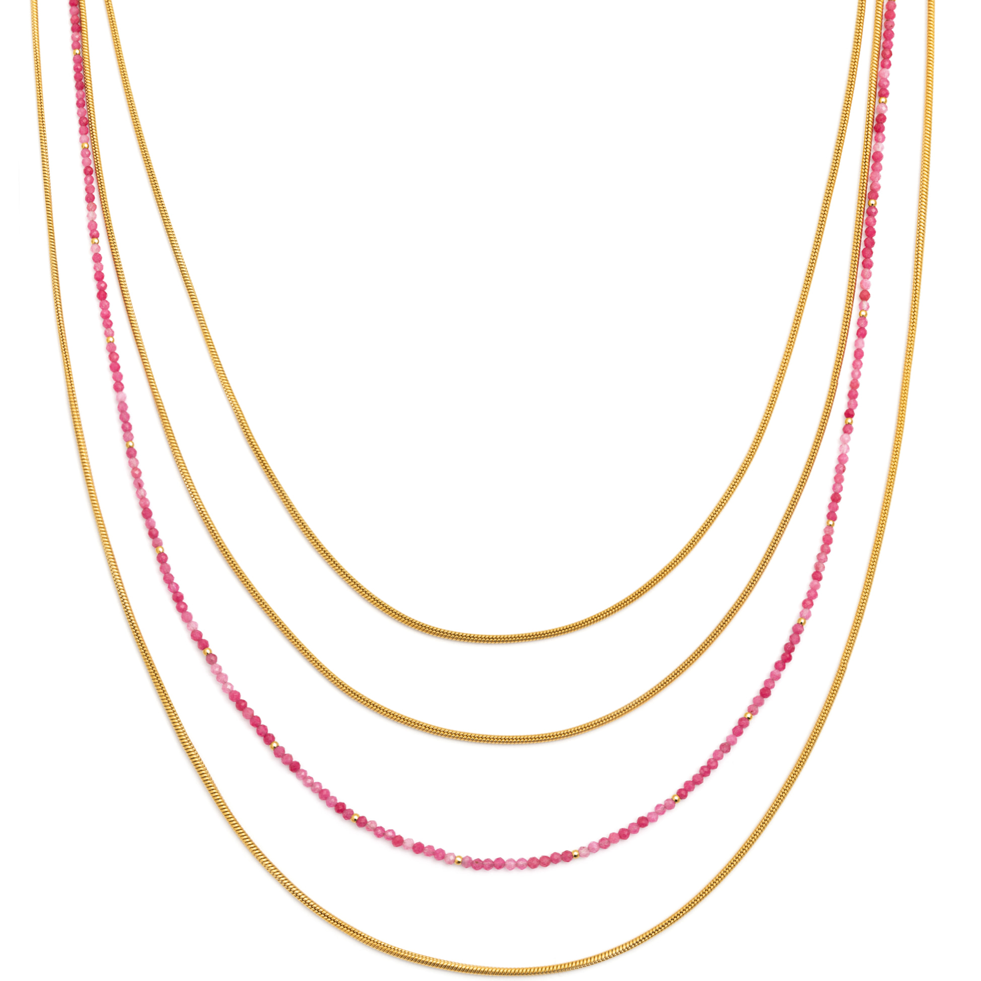 Collar Cleopatra Pink Acero Baño Oro