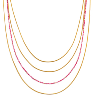 Collar Cleopatra Pink Acero Baño Oro