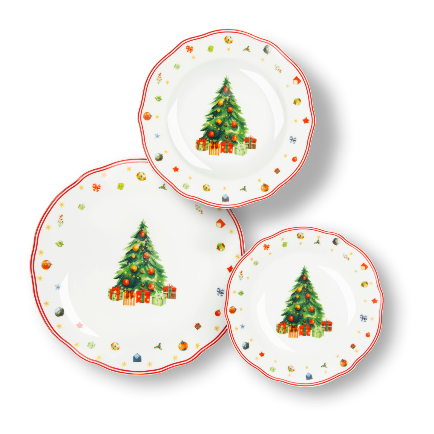 Service 18 assiettes Excelsa Christmas Eve, porcelaine, multicolore