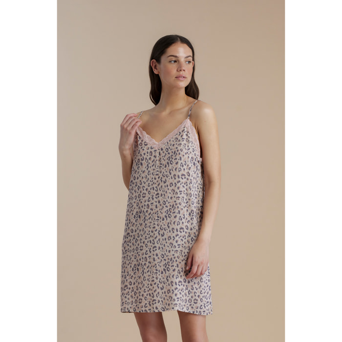 Camicia da notte donna in viscosa bretellina articolo animalier Noidinotte