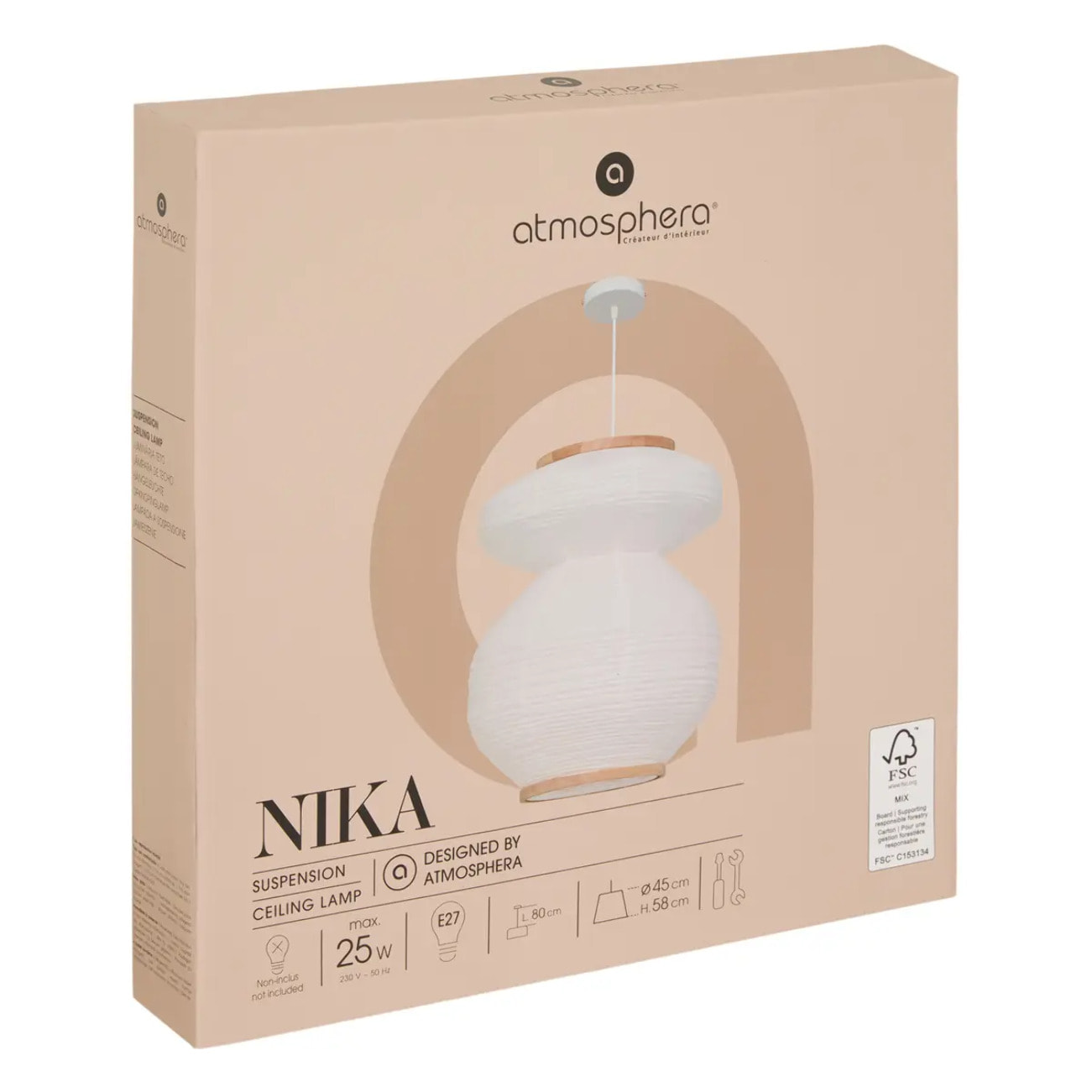 Suspension Nika ronde D.45cm blanc