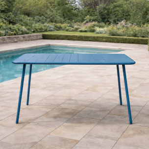 EVORA Table de jardin 4 à 6 places 120cm bleu