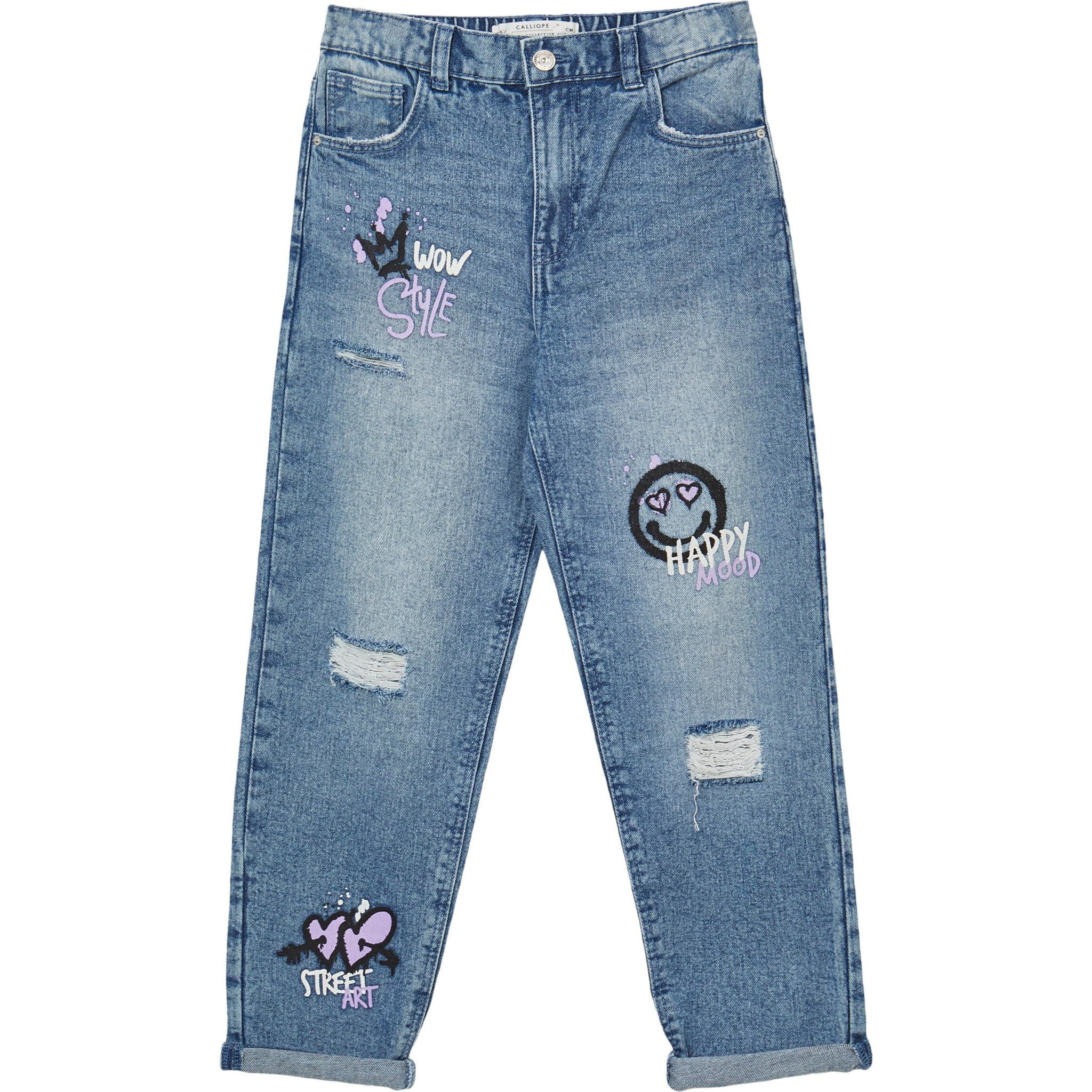 Jeans mom fit scritte