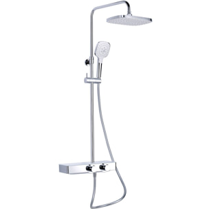 Colonne de douche avec mitigeur thermostatique, Tête de douche XXL 28.7cm, Barre réglable en hauteur, Blanc/Chrome (SATSSTHP)