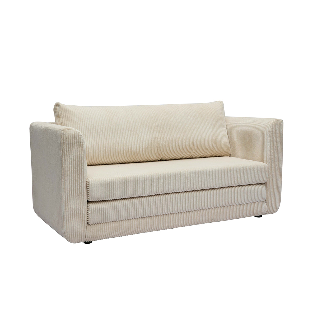 Canapé convertible 2 places en tissu velours côtelé beige LEON