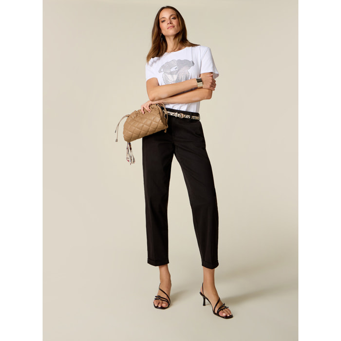 Oltre - Pantaloni chinos misto cotone - Nero