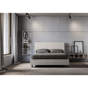 Letto matrimoniale con rete imbottito 160x210 similpelle bianco Sunny