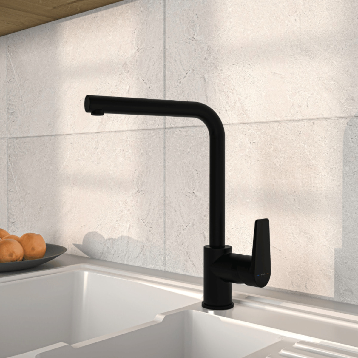 Robinet de cuisine bec haut Flow Square noir mat