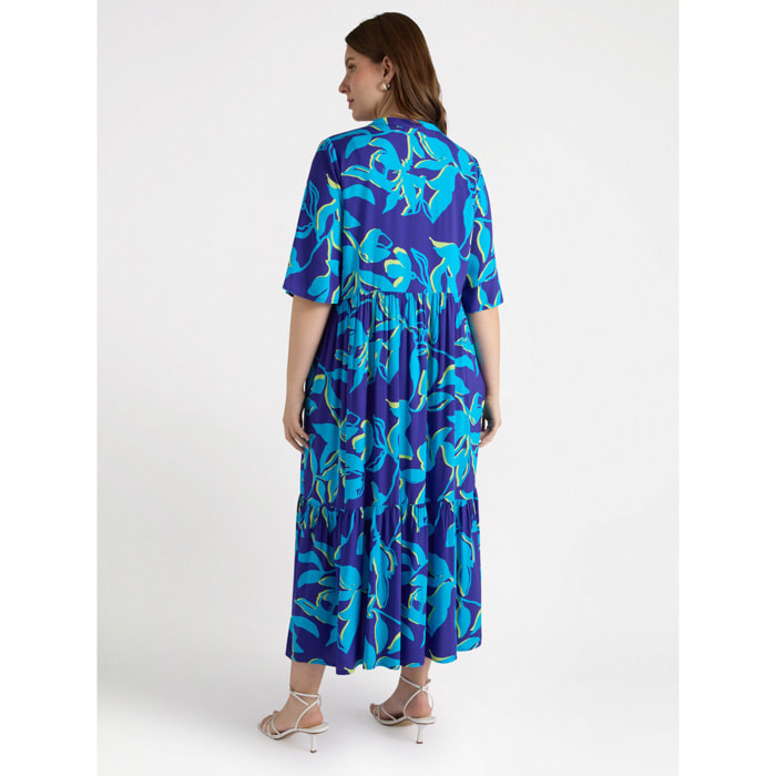 Fiorella Rubino - Vestido floreado de viscosa LENZING™ ECOVERO™ - Azul aciano