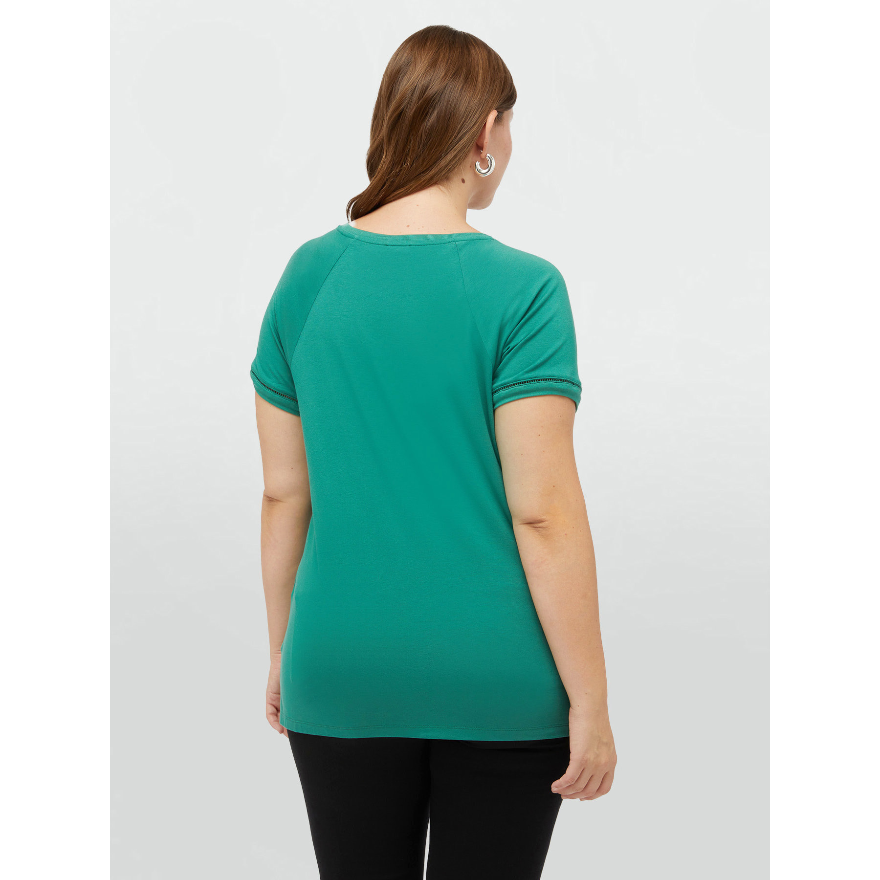 Fiorella Rubino - T-shirt con ricamo in viscosa LENZING™ ECOVERO™ - Verde