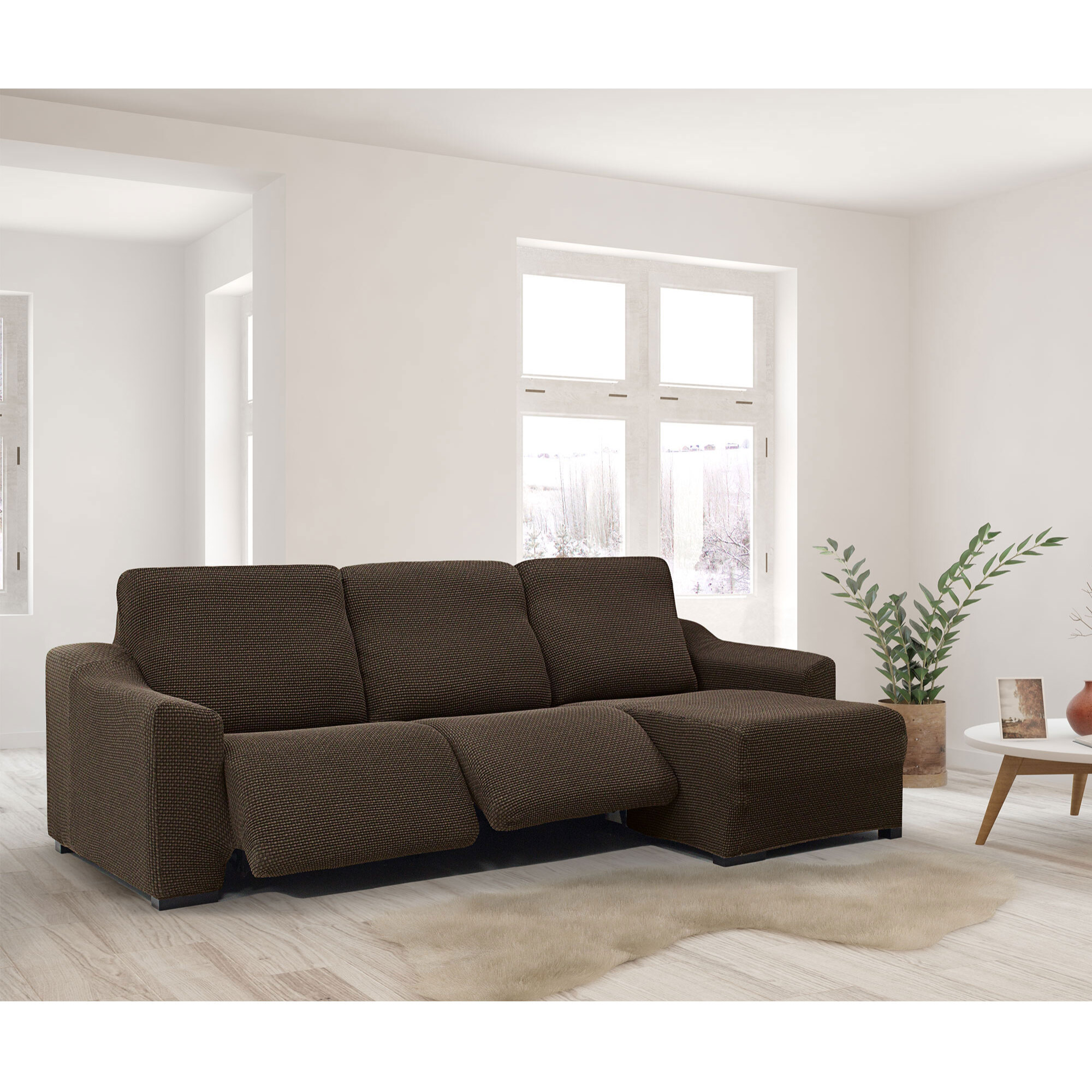 Funda para Chaise Longue derecho (visto de frente ) brazo corto SÚPER ELÁSTICA con RELAX modelo HELENA