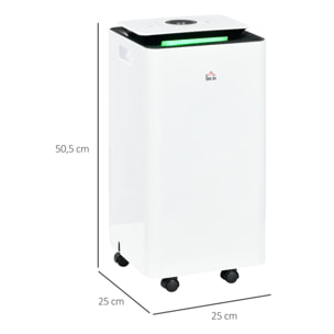 Deshumidificador Eléctrico 10L/día Depósito de Agua 2,5L Deshumidificador de Aire Silencioso con 5 Modos 2 Velocidades Pantalla LED Temporizador para Dormitorio Salón 25x25x50,5 cm Blanco