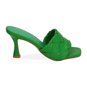 Mules verdi, tacco 8 cm