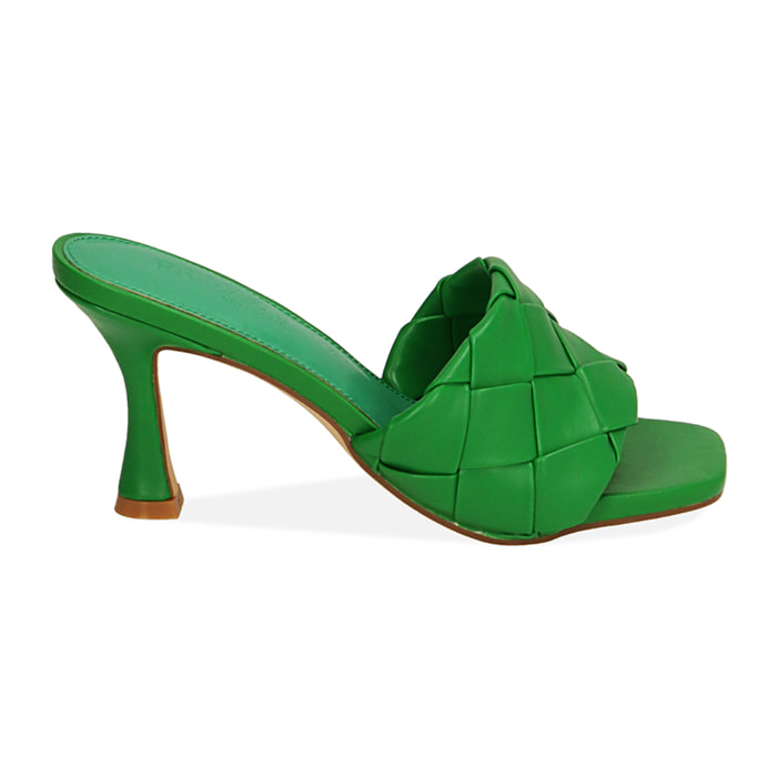 Mules verdi, tacco 8 cm