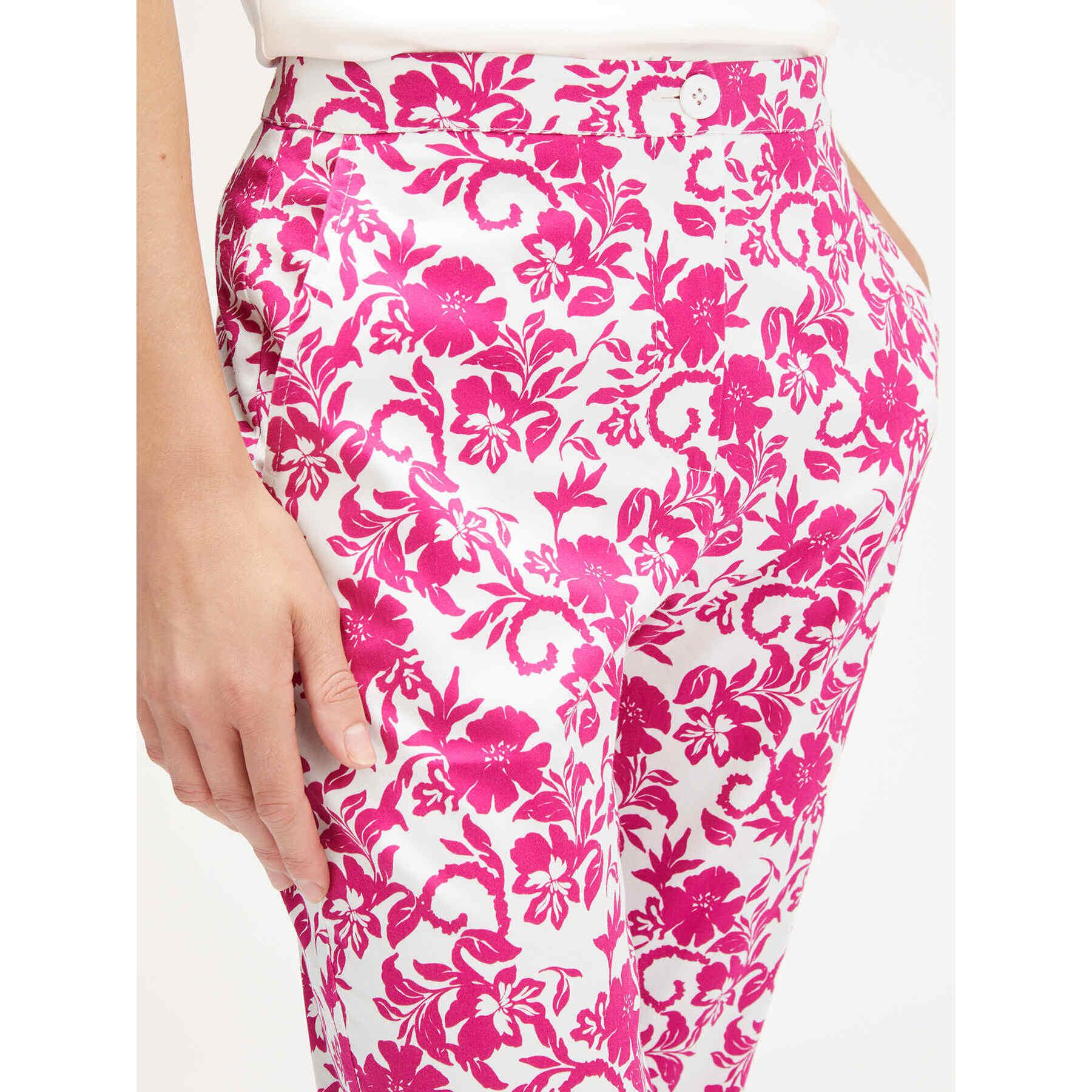 Motivi - Pantalones regular con estampado floral - Fuchsia