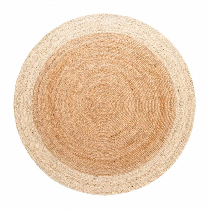 Tapis rond, motif simple authentique, voxa, jute tissé à la main