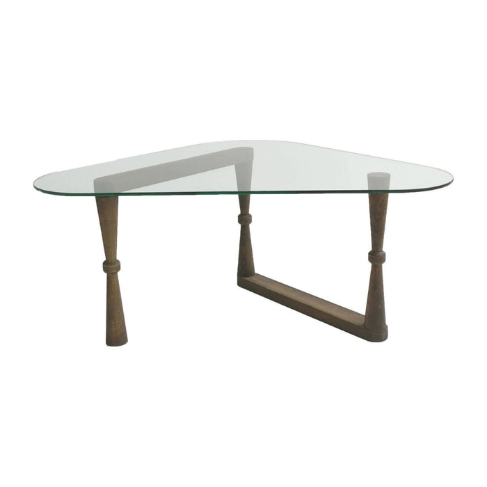 Tavolino da salotto Messico, Tavolo basso da caffè, Portariviste per divano, Ripiano da soggiorno, 96x81h41 cm, Noce