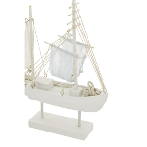 J-Line Bateau décoratif - corde/bois - blanc