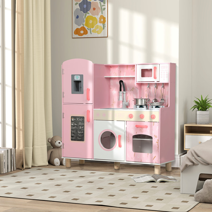 Cuisine enfant tout équipée avec accessoires effets sonores lumineux blanc rose