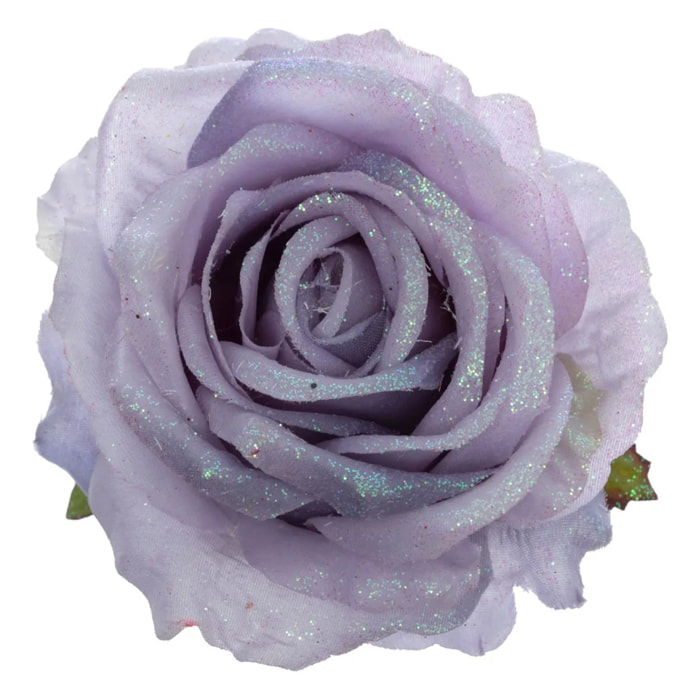 Décoration de sapin rose mauve pailletée 12cm