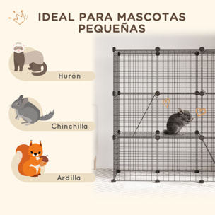 Jaula para Animales Pequeños de 31 Paneles Parque para Mascotas en Bricolaje con Rampa Corralito para Cobayas Conejos Chinchillas 105x45x105 cm Negro