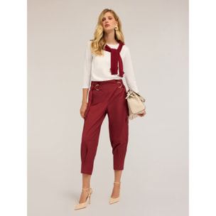 Motivi - T-shirt basic bimaterica - Bianco