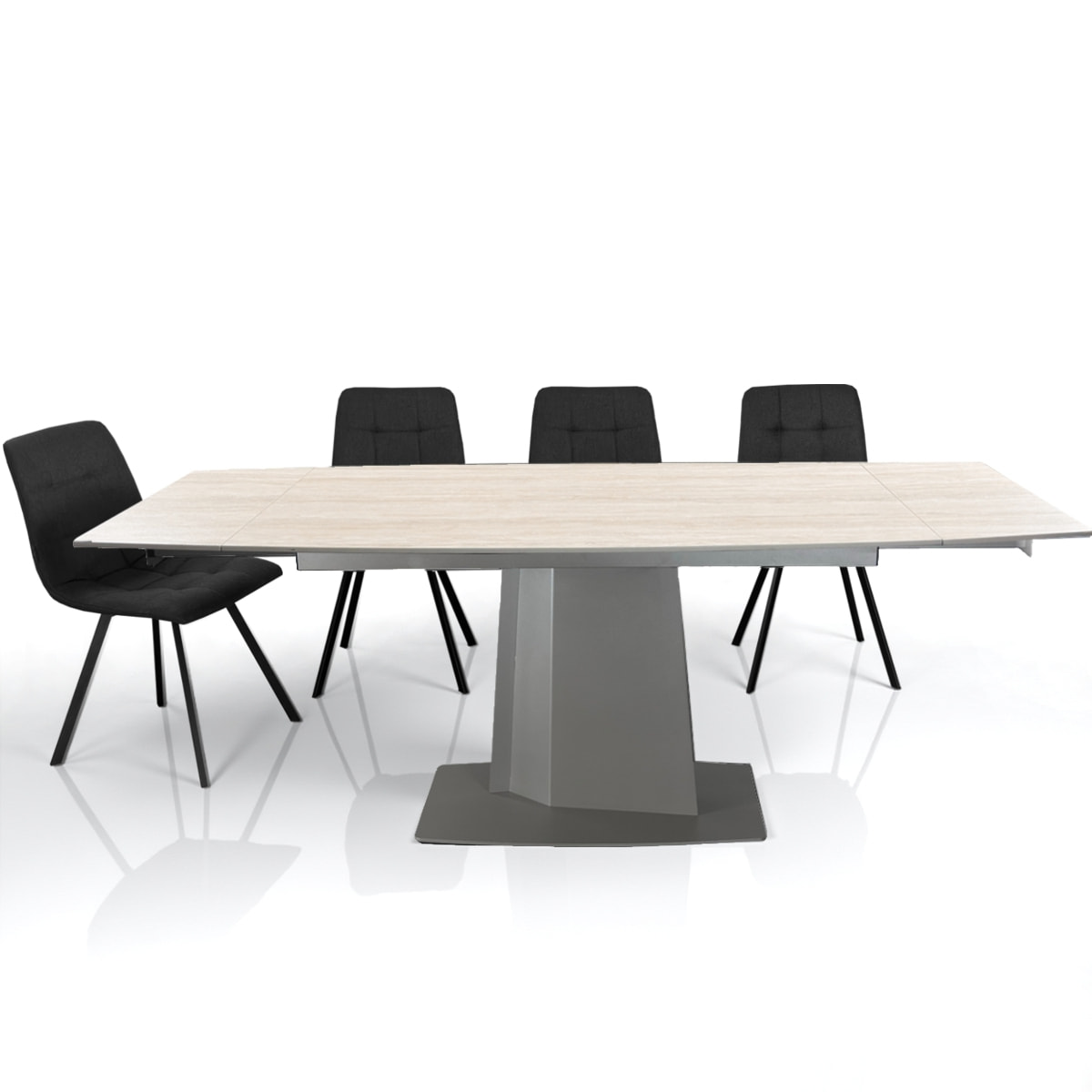 Table à manger extensible Tomasucci SAFIR, en céramique, travertin, 140/170/200 × 89 × 77 cm