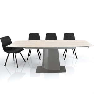 Table à manger extensible Tomasucci SAFIR, en céramique, travertin, 140/170/200 × 89 × 77 cm