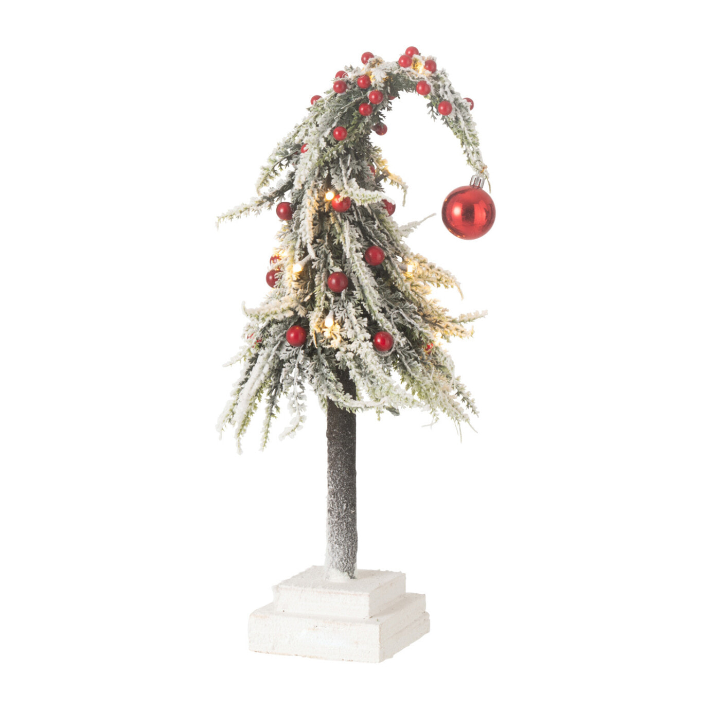 J-Line décoration sapin De Noël Bonnet Neige - plastique - vert/rouge - small - LED