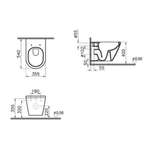 Cuvette WC suspendu sans bride Integra blanc avec abattant frein de chute