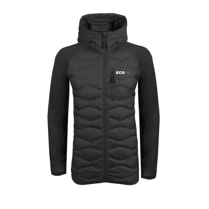 Chaqueta ECOActive Hybrid Insulated Jacket with cap marca ECOON - Negro con logo ECOON
