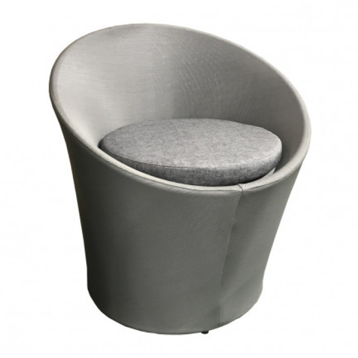 Fauteuil de jardin rond gris avec coussin - MAYOTTE