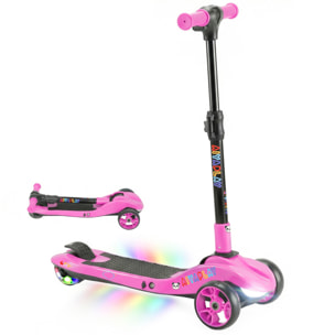 Trottinette électrique enfant pliable 3 roues 8 Km/h max LED rose
