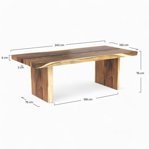Table rectangulaire 10 personnes en bois de suar 240 cm - Tanah
