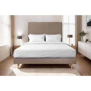 Lit avec tête de lit tapissée velours et sommier kit Ep14