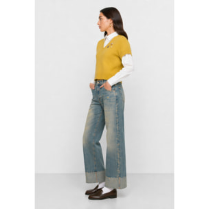 Kocca - Gilet in maglia di viscosa con bottoni e spille decorative Donna