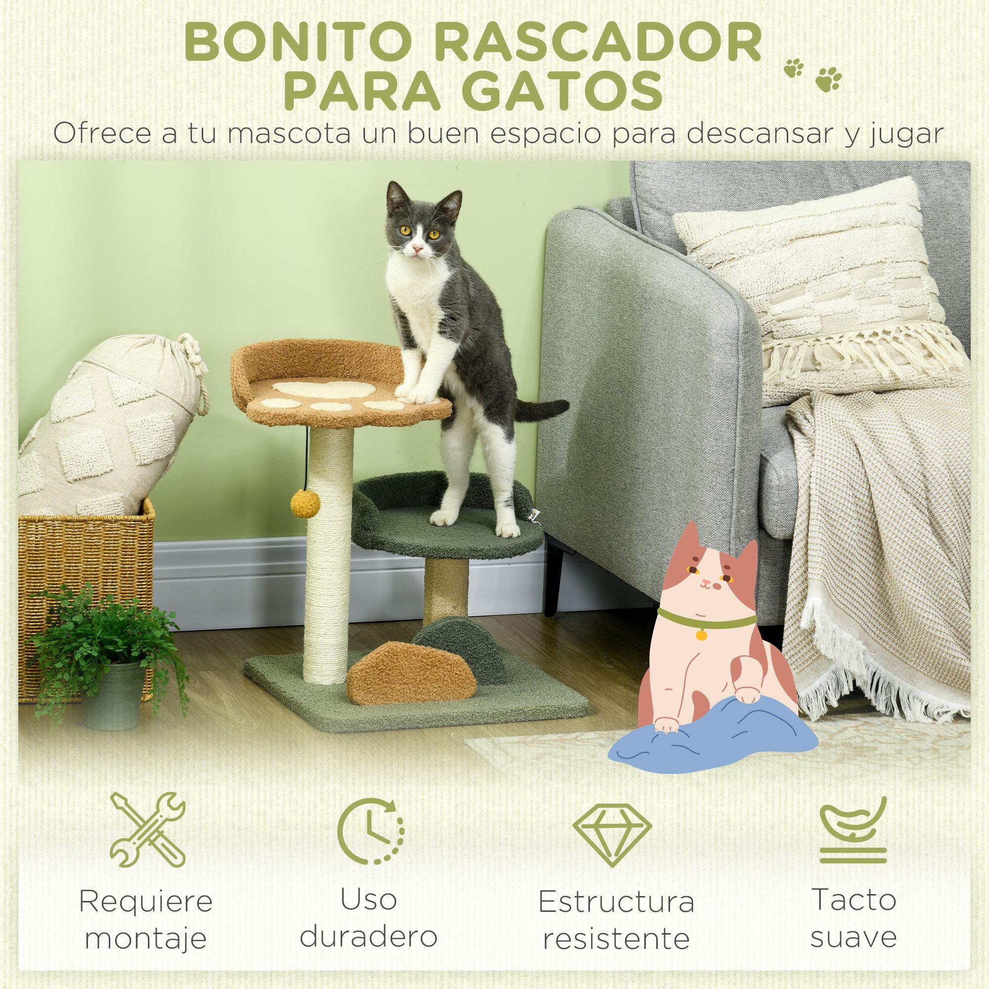 Árbol Rascador para Gatos Pequeño de 52 cm Torre para Gatos Centro de Actividades para Gatitos con Cama Poste de Sisal y Bola Colgante 43x39x52 cm Multicolor