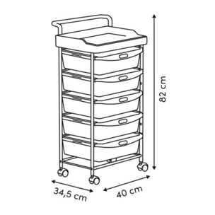 Tour rangement 5 tiroirs Deskolor avec roues beige et vert