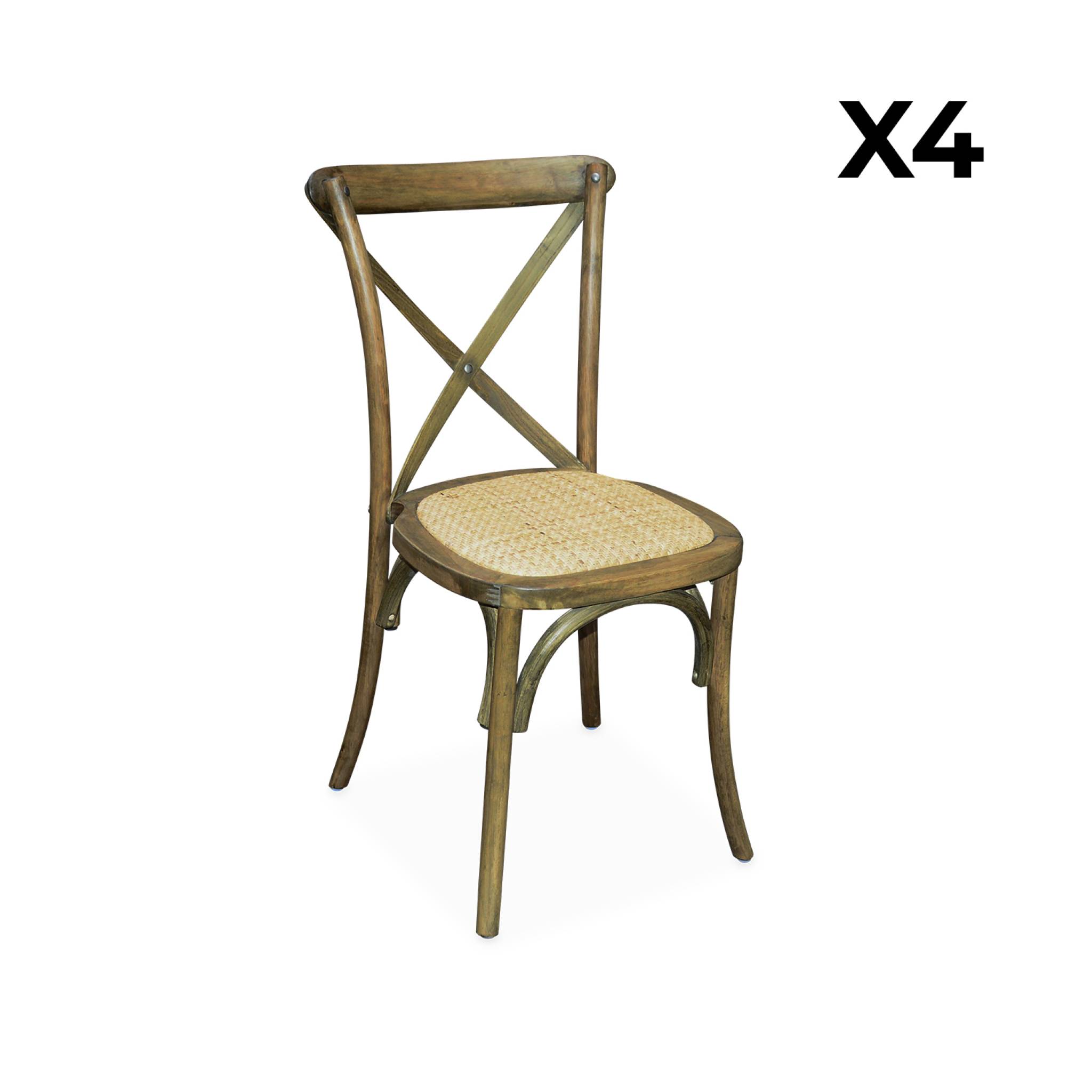 Chaise de bistrot vintage bois (lot de 4) BELLEVILLE